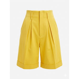Poetcore 90s Goldenrod Textured Cotton Pleated Shorts - 6